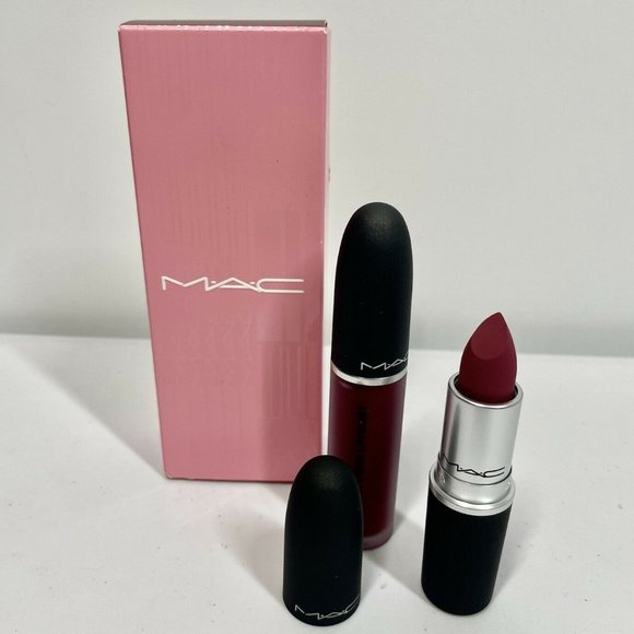 MAC Cosmetics Other - MAC Powder Kiss Lip Set BURNING LOVE Liquid Lipcolor & Lipstick LIKE MOTHER NIB!